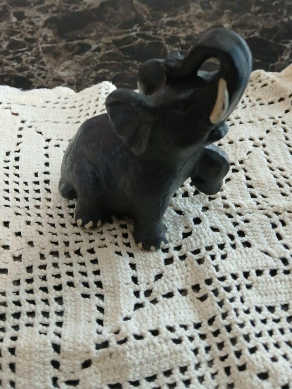 Cast Iron Elephant Figurine Trunk up 4 inch